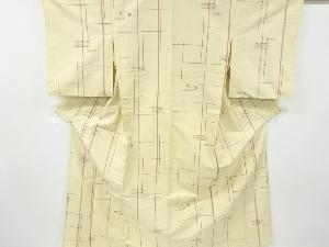 アンティーク　琉球絣柄織り出し手織り節紬単衣着物
